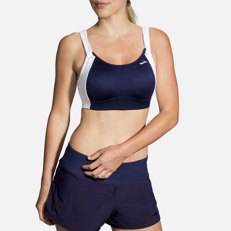 Brooks Womens Fiona Sports Running Bra - Blue (569703-HRL)